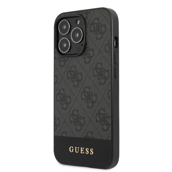 Guess iPhone 13 Pro 4G Stripe (GUHCP13LG4GLGR) hátlap, tok, sötétszürke