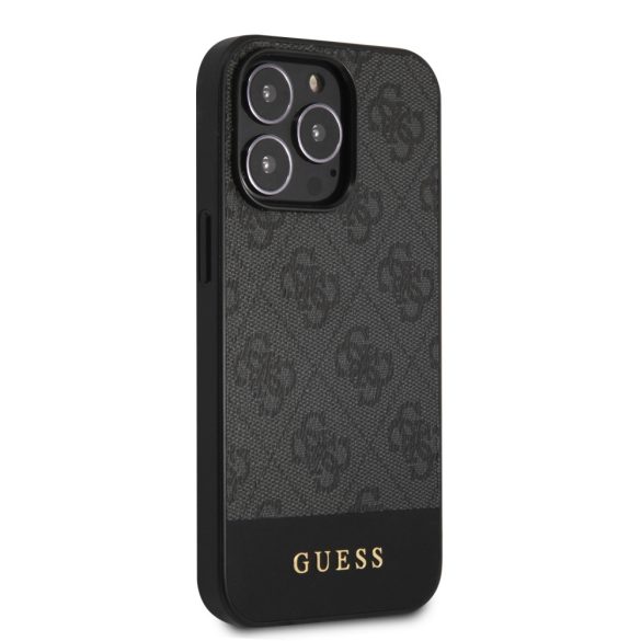 Guess iPhone 13 Pro 4G Stripe (GUHCP13LG4GLGR) hátlap, tok, sötétszürke