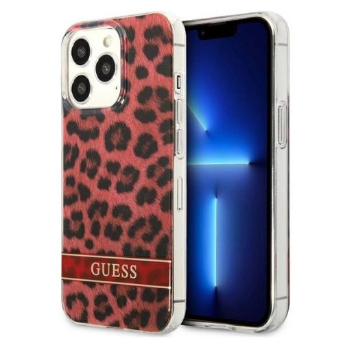 Guess GUHCP13LHSLEOR Leopard iPhone 13 Pro/13 6,1", hátlap, tok, piros