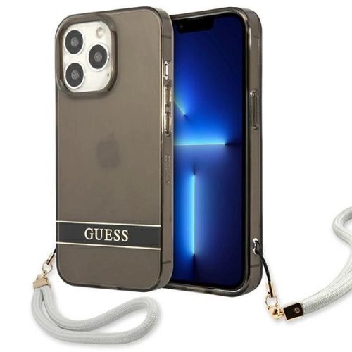 Guess GUHCP13LHTSGSK iPhone 13 Pro/13 6.1" hátlap, tok Translucent Stap, fekete