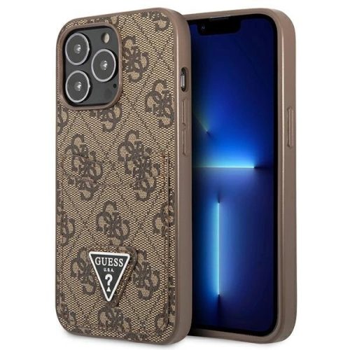 Guess 4G Triangle Logo Cardslot hátlap, tok iPhone 13 Pro/13, barna