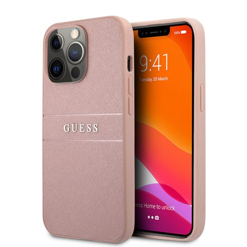 Guess iPhone 13 Pro Saffiano PU Leather (GUHCP13LPSASBPI) hátlap, tok, rózsaszín