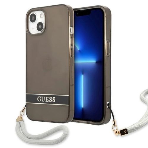 Guess GUHCP13SHTSGSK Translucent Stap iPhone 13 mini 5.4", hátlap, tok, fekete