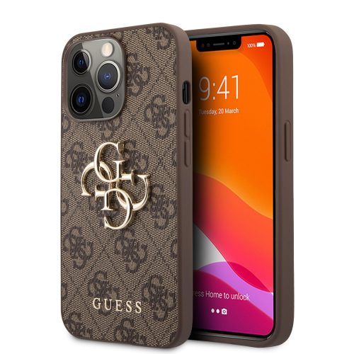 Guess iPhone 13 Pro Max 4G Big Metal Logo (GUHCP13X4GMGBR) hátlap, tok, barna