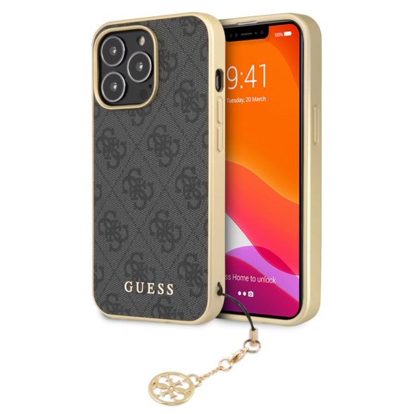 Guess iPhone 13 Pro Max 4G Charms Collection (GUHCP13XGF4GGR) hátlap, tok, szürke