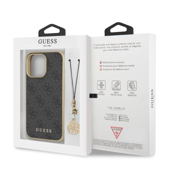 Guess iPhone 13 Pro Max 4G Charms Collection (GUHCP13XGF4GGR) hátlap, tok, szürke