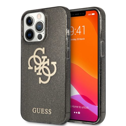 Guess iPhone 13 Pro Max Glitter 4G Big Logo (GUHCP13XPCUGL4GBK) hátlap, tok, fekete