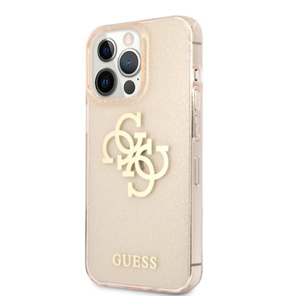 Guess iPhone 13 Pro Max Glitter 4G Big Logo (GUHCP13XPCUGL4GGO) hátlap, tok, arany