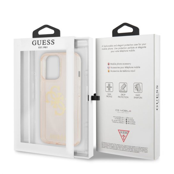 Guess iPhone 13 Pro Max Glitter 4G Big Logo (GUHCP13XPCUGL4GGO) hátlap, tok, arany