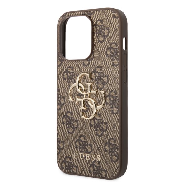 Guess iPhone 14 Pro 4G Metal Logo (GUHCP14L4GMGBR) hátlap, tok, barna