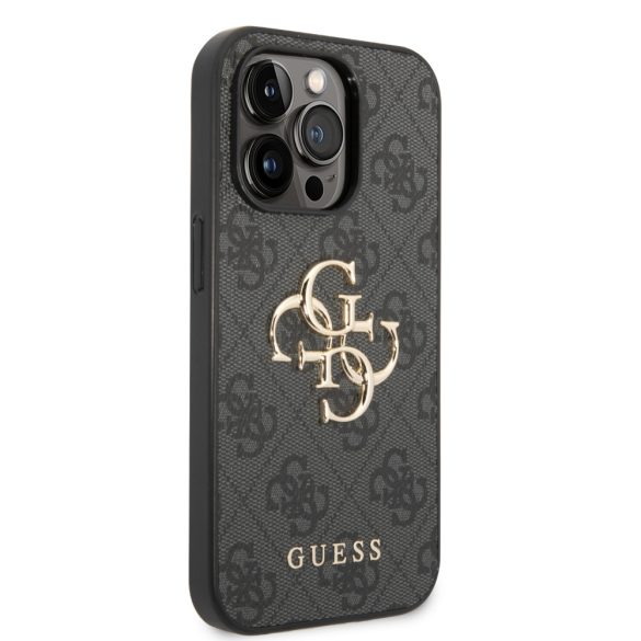 Guess iPhone 14 Pro 4G Metal Logo (GUHCP14L4GMGGR) hátlap, tok, sötétszürke