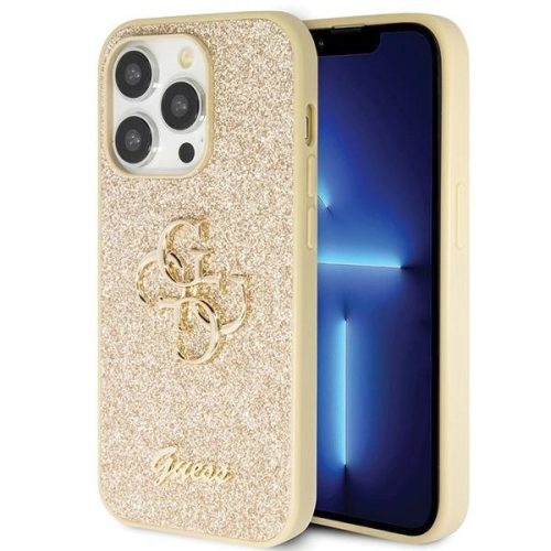 Guess GUHCP14LHG4SGD hátlap, tok iPhone 14 Pro Glitter Script Big 4G, arany