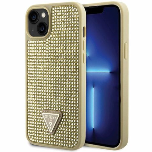 Guess iPhone 14 Plus hardcase Rhinestone Triangle (GUHCP14MHDGTPD) hátlap, tok, arany