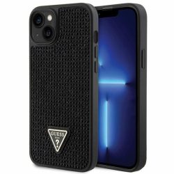   Guess iPhone 14 Plus hardcase Rhinestone Triangle (GUHCP14MHDGTPK) hátlap, tok, fekete