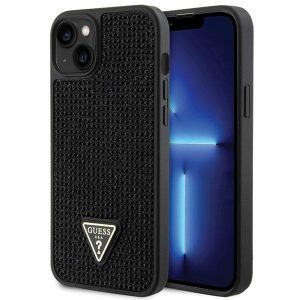 Guess iPhone 14 Plus hardcase Rhinestone Triangle (GUHCP14MHDGTPK) hátlap, tok, fekete