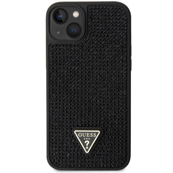 Guess iPhone 14 Plus hardcase Rhinestone Triangle (GUHCP14MHDGTPK) hátlap, tok, fekete