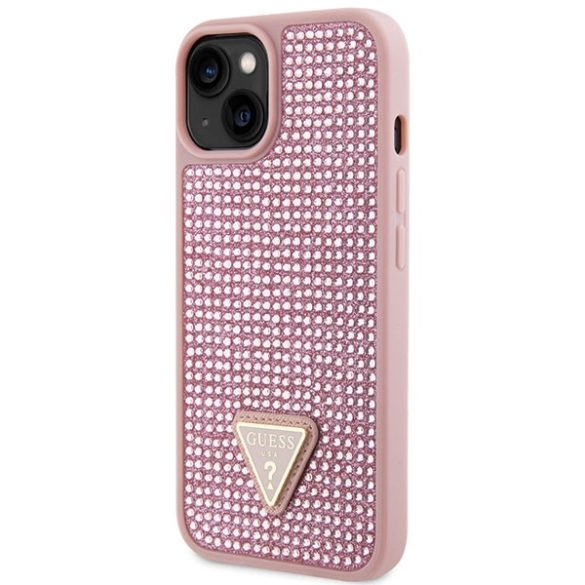 Guess iPhone 14 Plus hardcase Rhinestone Triangle (GUHCP14MHDGTPP) hátlap, tok, rózsaszín