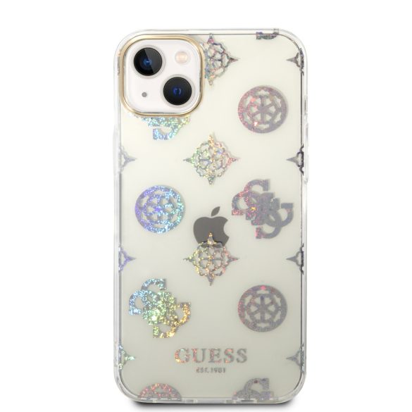 Guess iPhone 14 Plus Peony Glitter (GUHCP14MHTPPTH) hátlap, tok, átlátszó