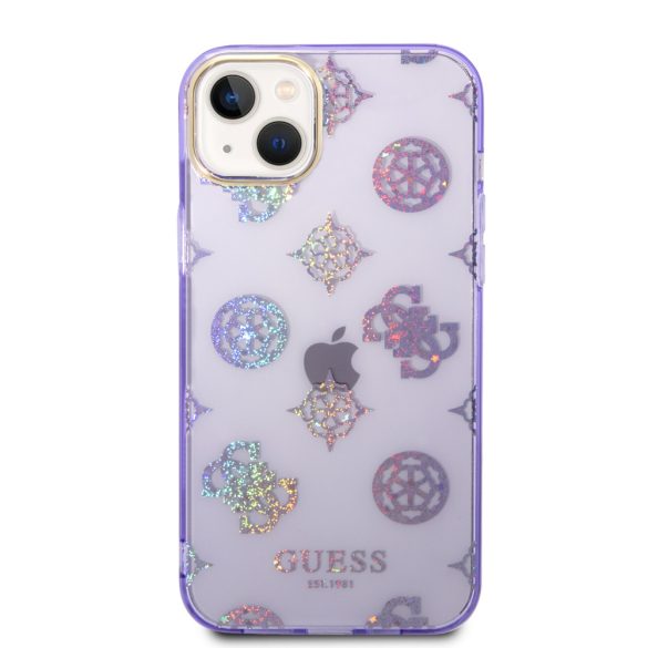 Guess iPhone 14 Plus Peony Glitter (GUHCP14MHTPPTL) hátlap, tok, lila