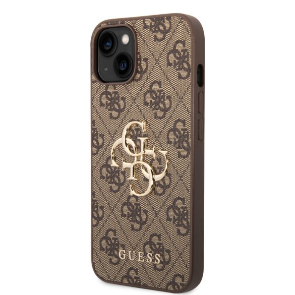 Guess iPhone 14 4G Metal Logo (GUHCP14S4GMGBR) hátlap, tok, barna