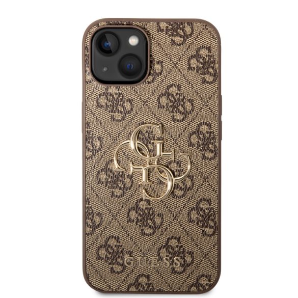 Guess iPhone 14 4G Metal Logo (GUHCP14S4GMGBR) hátlap, tok, barna