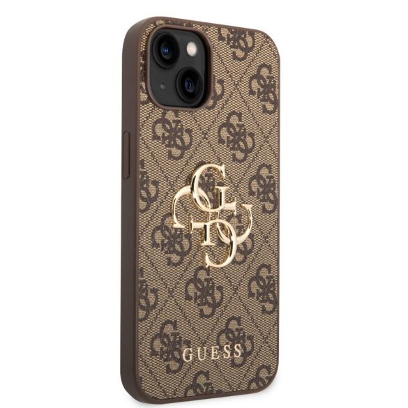 Guess iPhone 14 4G Metal Logo (GUHCP14S4GMGBR) hátlap, tok, barna