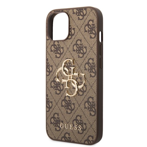 Guess iPhone 14 4G Metal Logo (GUHCP14S4GMGBR) hátlap, tok, barna