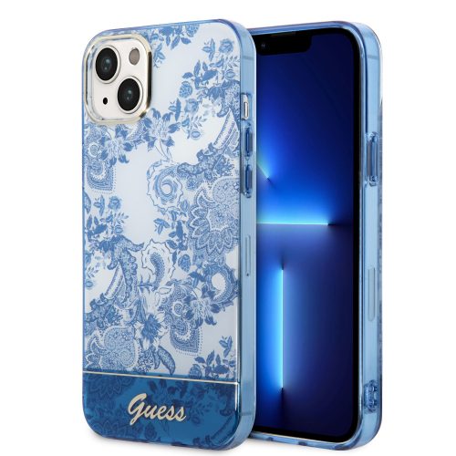 Guess iPhone 14 Porcelain Collection (GUHCP14SHGPLHB) hátlap, tok, kék