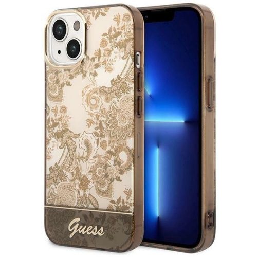 Guess GUHCP14SHGPLHC iPhone 14 6.1 " hátlap, tok Porcelain Collection, barna