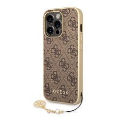   Guess iPhone 14 Pro Max 4G Charms Collection (GUHCP14XGF4GBR) hátlap, tok, barna