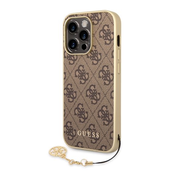 Guess iPhone 14 Pro Max 4G Charms Collection (GUHCP14XGF4GBR) hátlap, tok, barna