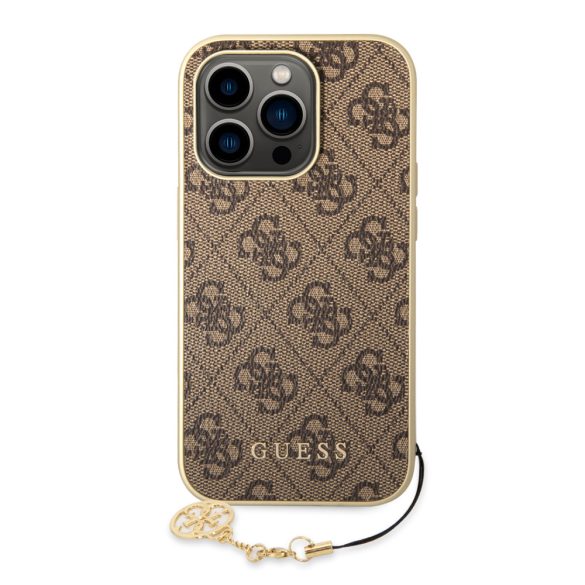 Guess iPhone 14 Pro Max 4G Charms Collection (GUHCP14XGF4GBR) hátlap, tok, barna