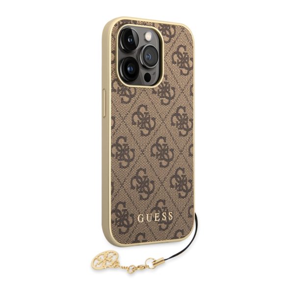 Guess iPhone 14 Pro Max 4G Charms Collection (GUHCP14XGF4GBR) hátlap, tok, barna