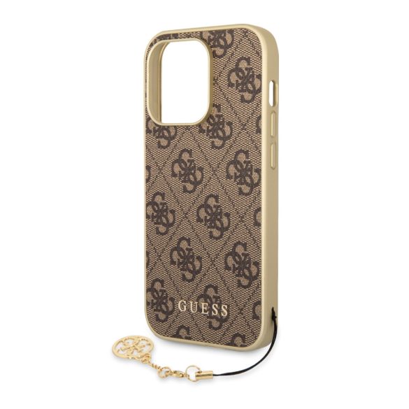 Guess iPhone 14 Pro Max 4G Charms Collection (GUHCP14XGF4GBR) hátlap, tok, barna