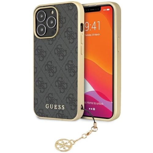 Guess 4G Charms Collection hátlap, tok iPhone 14 Pro Max, szürke