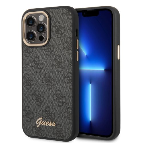 Guess iPhone 14 Pro Max 4G Vintage Gold Logo (GUHCP14XHG4SHK) hátlap, tok, fekete