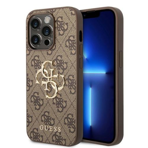 Guess iPhone 15 Pro Big Metal Logo (GUHCP15L4GMGBR) hátlap, tok, barna