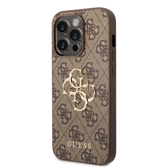 Guess iPhone 15 Pro Big Metal Logo (GUHCP15L4GMGBR) hátlap, tok, barna