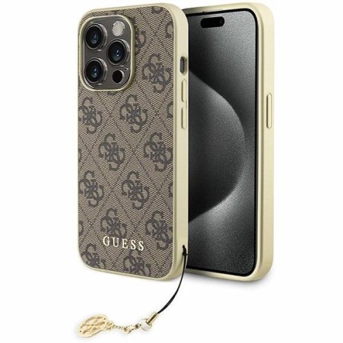 Guess GUHCP15LGF4GBR iPhone 15 Pro 6.1" hátlap, tok 4G Charms Collection, barna