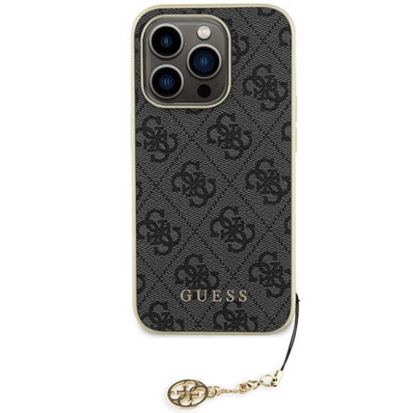 Guess iPhone 15 Pro Charms Collection (GUHCP15LGF4GGR) hátlap, tok, szürke