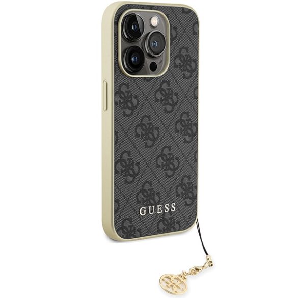 Guess iPhone 15 Pro Charms Collection (GUHCP15LGF4GGR) hátlap, tok, szürke