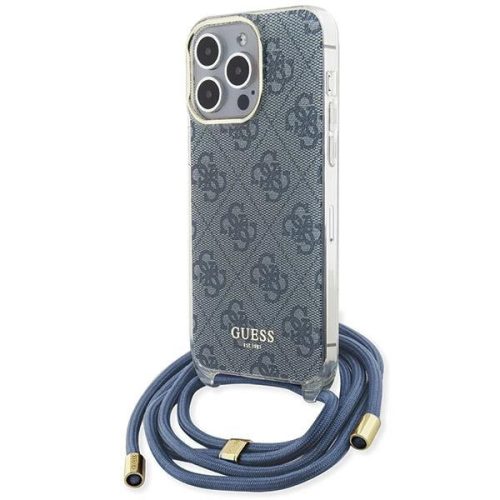 Guess Crossbody Cord 4G Print hátlap, tok iPhone 15 Pro, kék