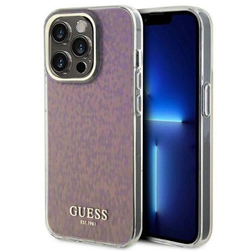 Guess GUHCP15LHDECMP iPhone 15 Pro 6.1" hátlap, tok IML Faceted Mirror Disco Iridescent, rózsaszín