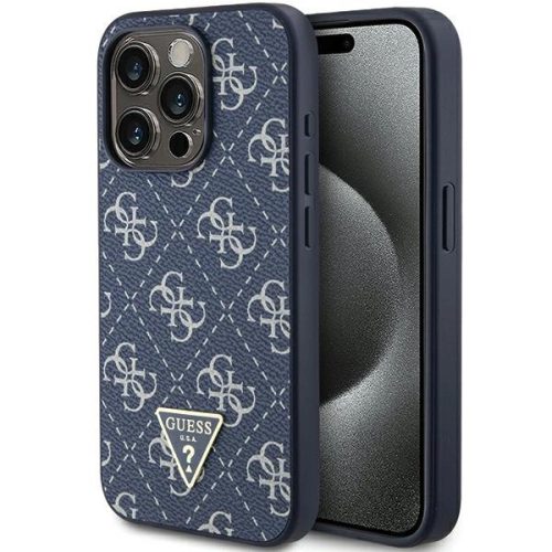 Guess GUHCP15LPG4GPB iPhone 15 Pro 6.1", hátlap, tok, kék 4G Triangle Metal Logo