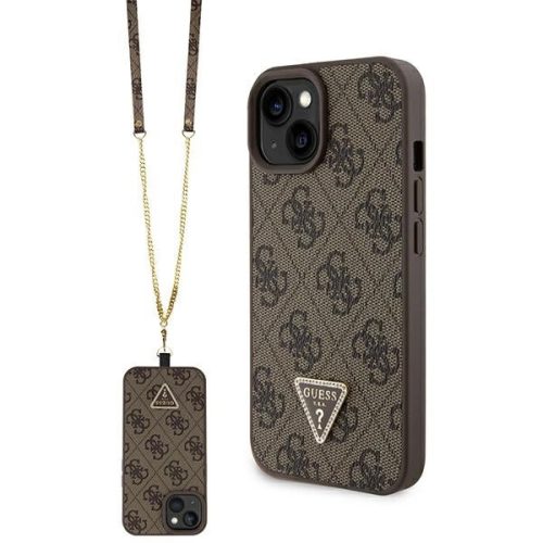 Guess GUHCP15MP4TDSCPW iPhone 15 Plus 6.7" hátlap, tok Crossbody 4G Metal Logo, barna