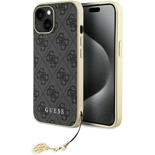 Guess iPhone 15 Charms Collection (GUHCP15SGF4GGR) hátlap, tok, szürke