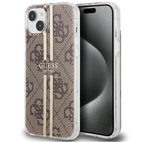 Guess IML 4G Gold Stripe hátlap, tok iPhone 15/14/13, barna