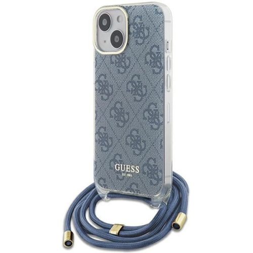 Guess Crossbody Cord 4G Print hátlap, tok iPhone 15/14/13, kék