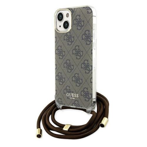 Guess Crossbody Cord 4G Print hátlap, tok iPhone 15/14/13, barna