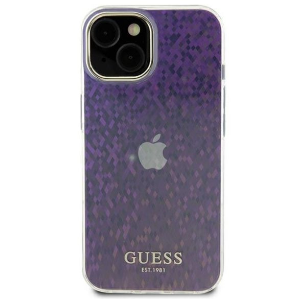 Guess iPhone 13/14/15 IML Faceted Mirror Disco Iridescent (GUHCP15SHDECMP) hátlap, tok, rózsaszín